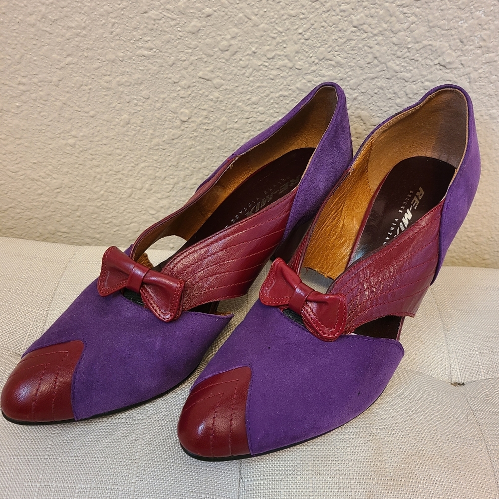 Re-mix vintage shoes Purple Art Deco size 8.5